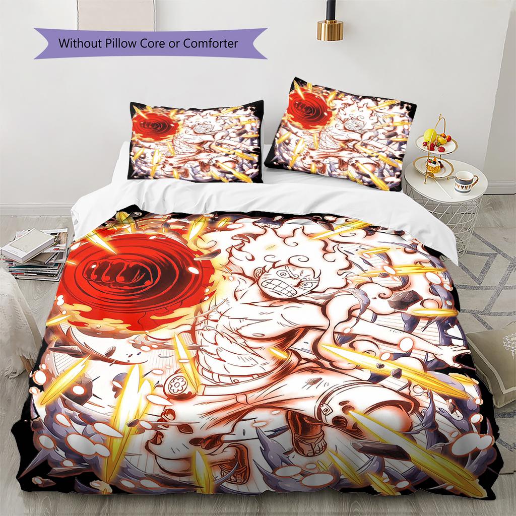 Conjunto de Colcha com Padrão de Desenho Animado Capa de Colcha Fronha Decoração de Casa Presente de Aniversário (1 capa de edredom + 2 fronhas, sem enchimento.)