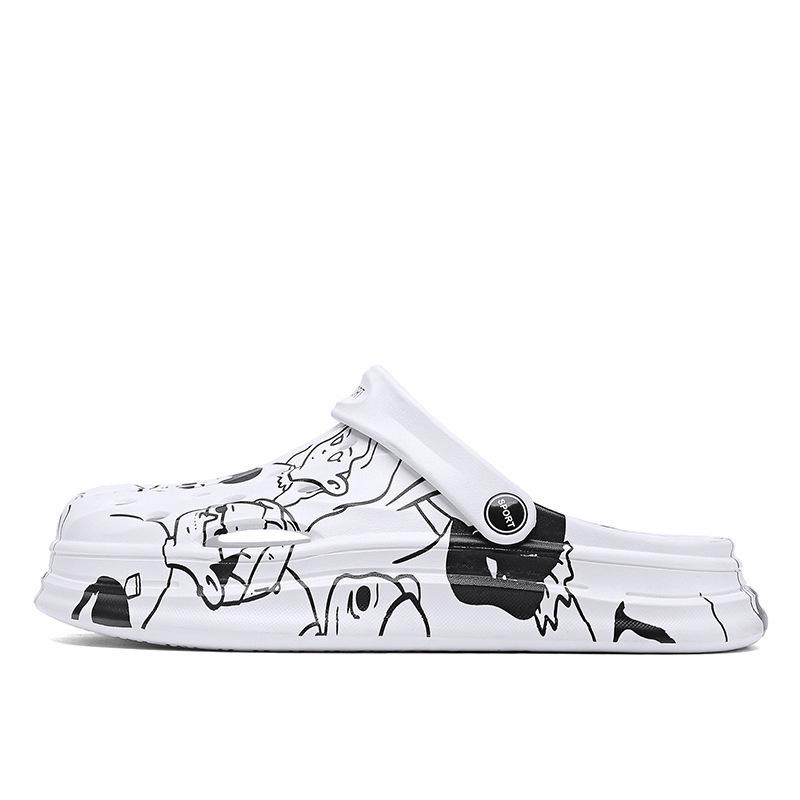 

Туфлі з дірками чоловічий літній трендовий верхній одяг великого розміру сумка для пар на голові босоніжки подвійного призначення спортивні повсякденні пляжні тапочки 44-45 білий