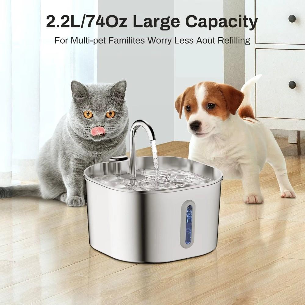 Stainless Steel Pet Water Fountain Automatic Water Flow Pet Drinking Fountain Home Pet Use