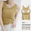 Damen Sommer Modal Geripptes Trägertop mit integriertem BH