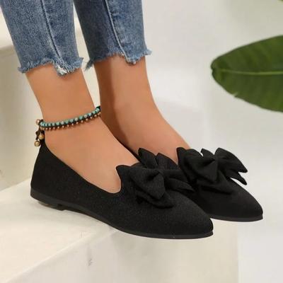 Zapatos Planos de Moda para Mujer Puntiagudos Ocio Cómodos de Caña Baja Nuevos Color Sólido Lazo Decorativo Malla Transpirable Zapatos Lolita