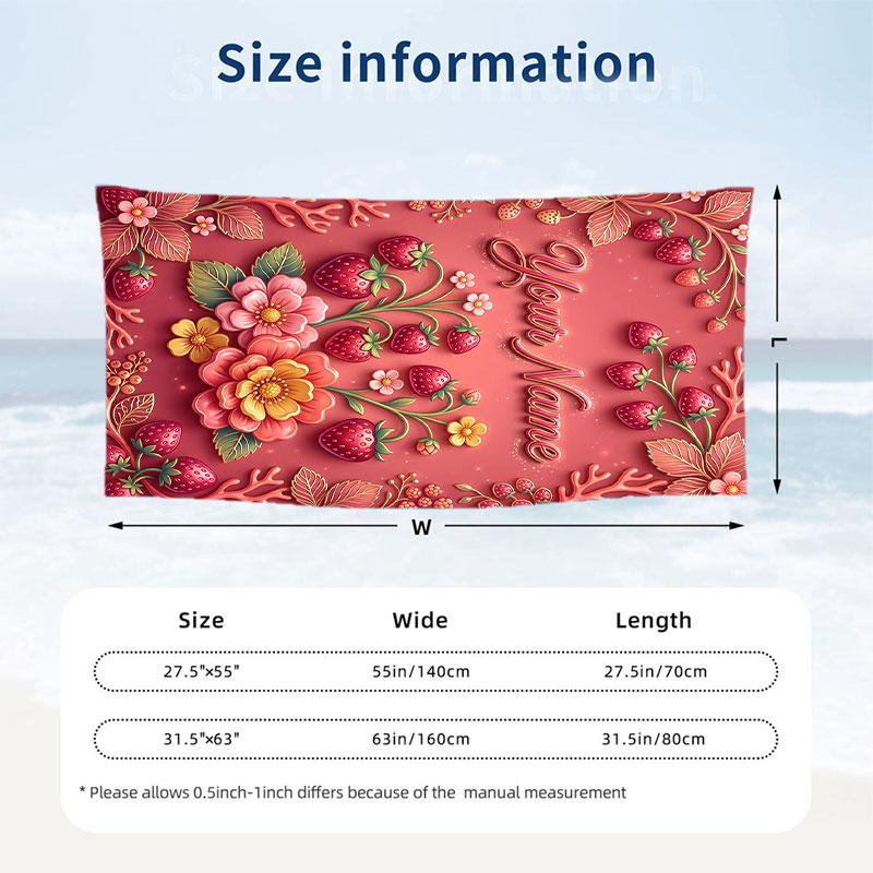 Floral Garden Theme Beach Towel Personalized Custom Name & Text Soft Quick Dry Beach Towel for Swimming Travel
