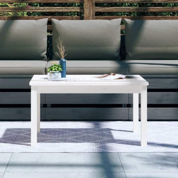 VidaXL Table de jardin blanc 82,5x50,5x45 cm bois massif de pin 824114