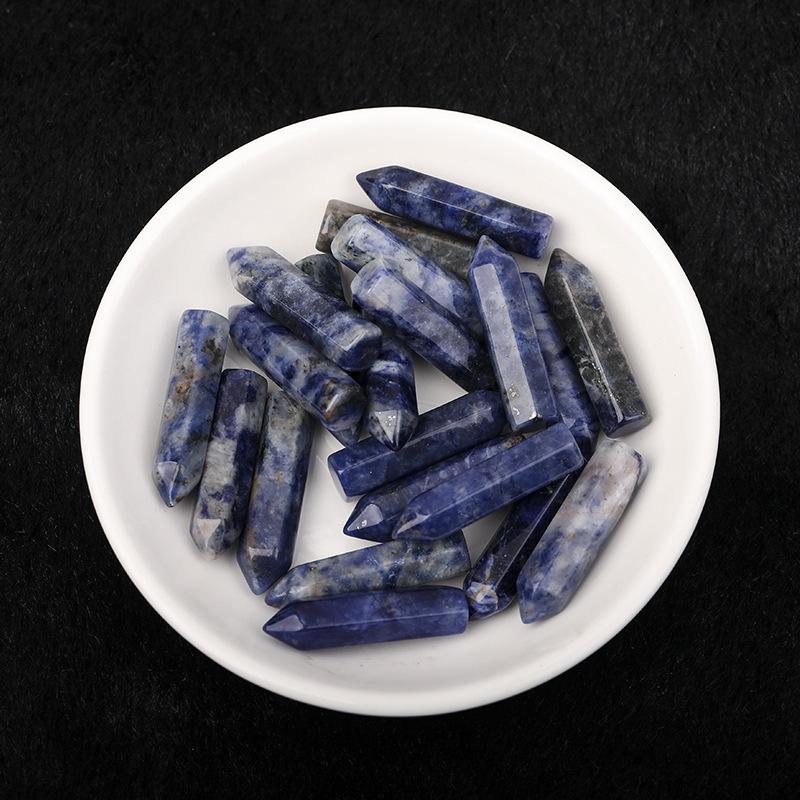 Natural Crystal Rough Hexagonal Prism Pendant Stone Blue Lace Agate Six Sided Polished Point Healing Crystal Pendant Jewelry Making Material