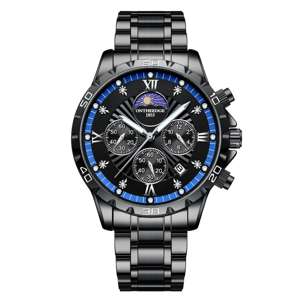Quartz Chronograph 3 ATM Water Popular Simple Date Luminous Stainless Steel Perfect Gift for Job and Suits Men's Wristwatch, Resistant, Stylish,