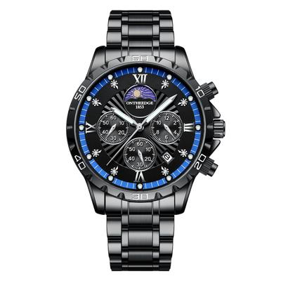 Quartz Chronograph 3 ATM Water Popular Simple Date Luminous Stainless Steel Perfect Gift for Job and Suits Men's Wristwatch, Resistant, Stylish,