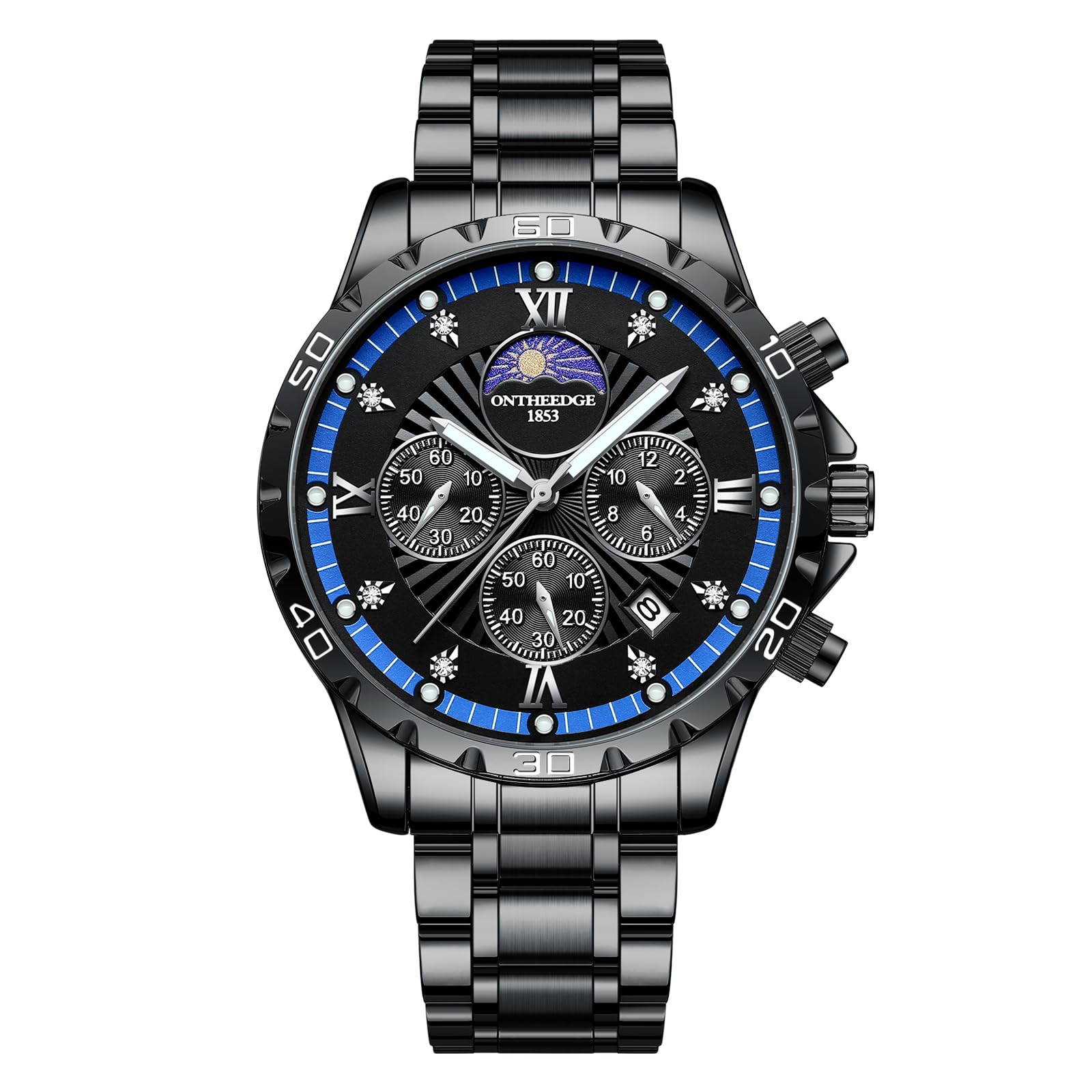 

Кварцевый хронограф 3 АТМ Водонепроницаемый Популярный Простой Дата Люминесцентный Нержавеющая сталь Идеальный подарок для работы и под костюмы Мужские наручные часы, Устойчивые, Стильные,