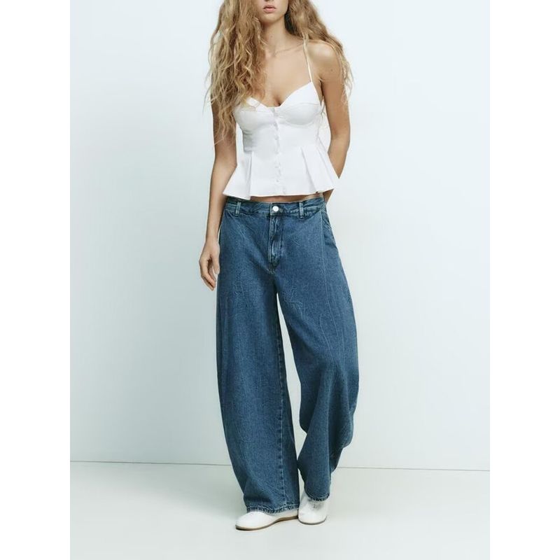 Za2025 Spring-Summer New Type Women's Clothing Sexy All-Matching Slim Fit Small Pleated Poplin Camisole Short Top 2178083