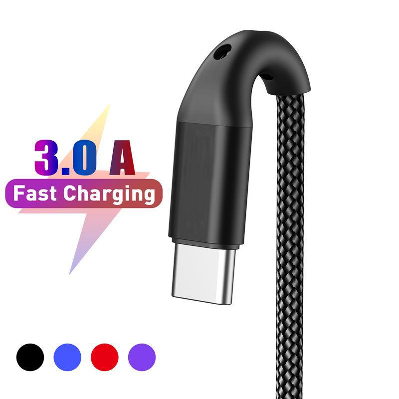 

3A USB Type C кабель для быстрой зарядки для Samsung Galaxy S8 S9 Plus XiaoMi mi9 Huawei мобильный телефон USB C зарядный кабель 0.5m фиолетовый