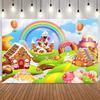 Sweet candy ground photo background, colorful lollipops, donuts, cake ice cream, children birthday party photography background