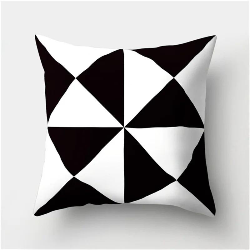Black and White Geometric Simple High-end Space Pillowcase Patchwork Cushion Cover Striped Letter Pillowcase Home Decoration