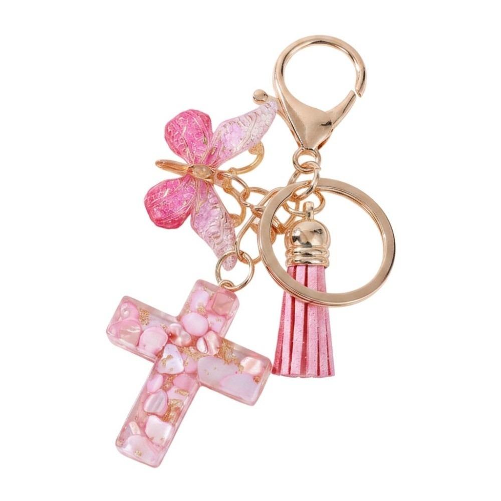 Tassel Butterfly Keychain Resin Bag Hanging Funny Cross Pendant Keychain Key Decor