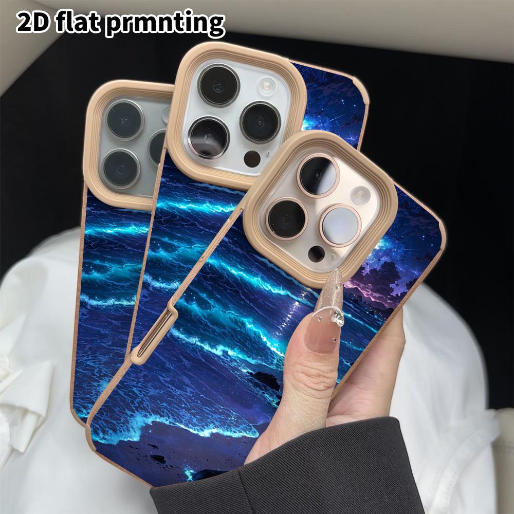 Phone Case: 2D flat lambskin suitable for iPhone 18 17 16 15 14 13 Pro protective case, glowing beach, Christmas and Halloween gifts