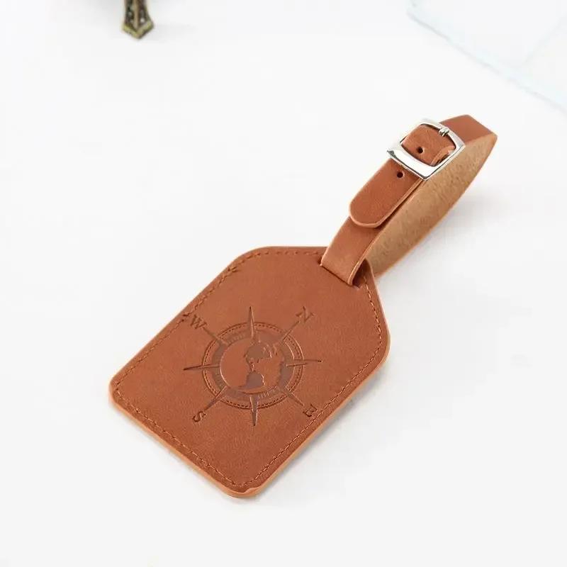 PU Leather Luggage Tag Suitcase Label ID Address Holder Travel Accessories Portable Name Tag