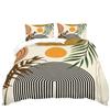 Explosive Bed Three-Piece Set Geometric Lines And Leaves Digital Printing Quilt Cover Home Textile 3-Piece Set