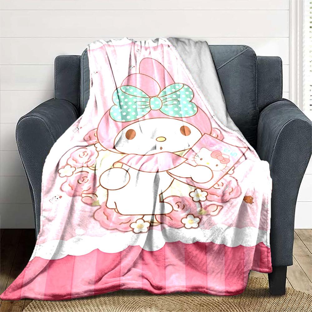 1pc My Melody Hello Kitty blanket Lightweight Flannel Throw for Sofa Bed Travel Camping Livingroom Office Couch Chair