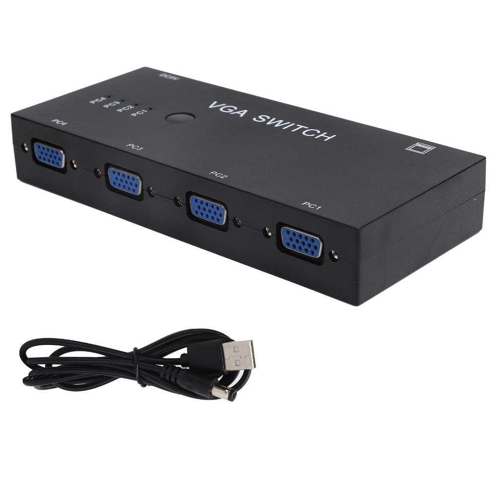 1920@1080P VGA-Umschalter 4-in-1-Ausgang HD-Video-Teiler VGA-Schaltbox für VGA/XVGA/SVGA/UXGA TV-Monitor