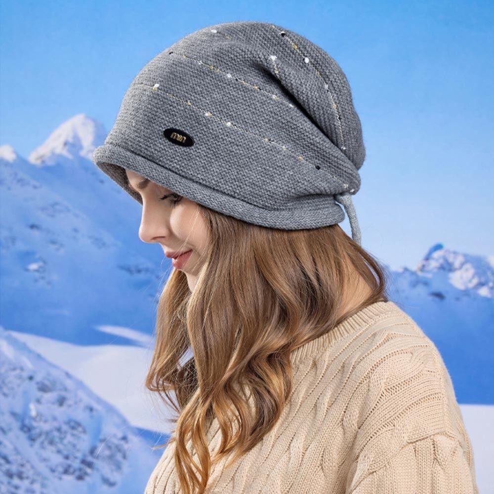 Soft Winter Knitted Hat Short Brim Ear Protection Hat Casual Beanies Men Women