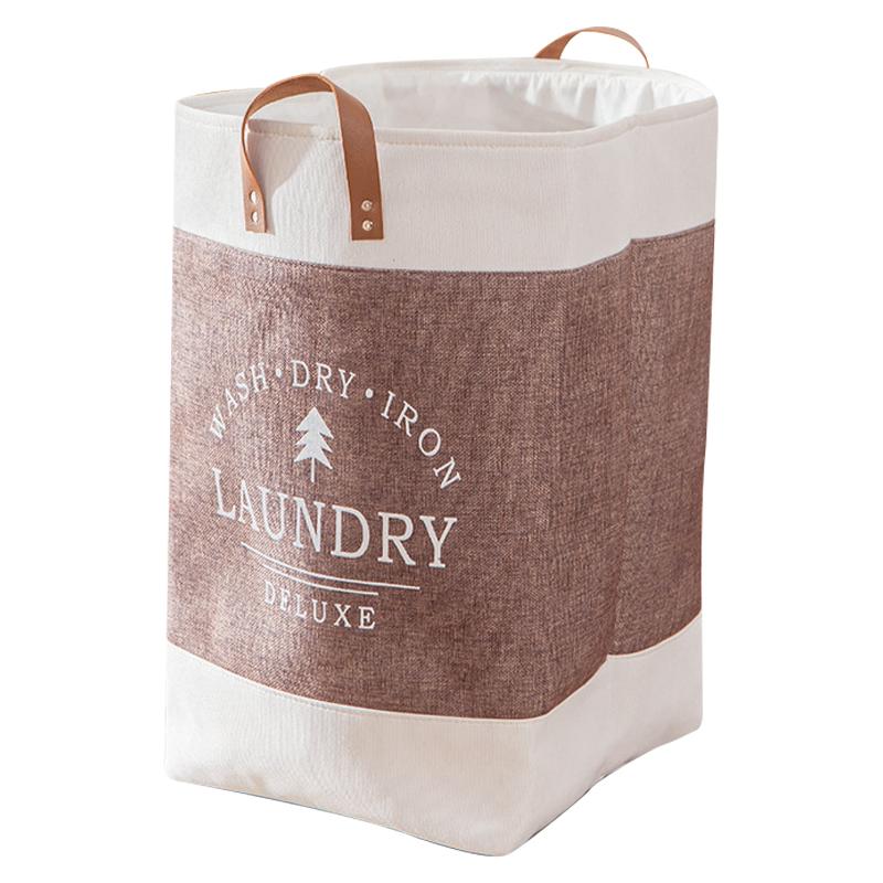 Foldable Laundry Basket Dirty Clothes Storage Bag Oxford Cloth Handbag with Handle Strap