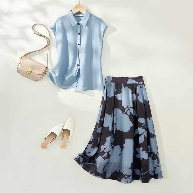 IHIMI Women s Sleeveless Cardigan & Midi Skirt Two-Piece Set 2XL