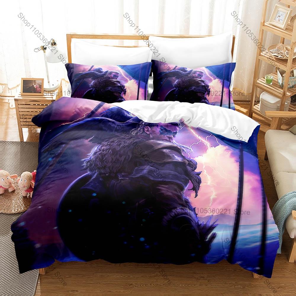 Nordic Art Bedding Set 3Pcs Vigvisir Fantasy Viking Pattern Modern Stylish Bedroom Ornament Vivid Print Cozy Microfiber Bedding