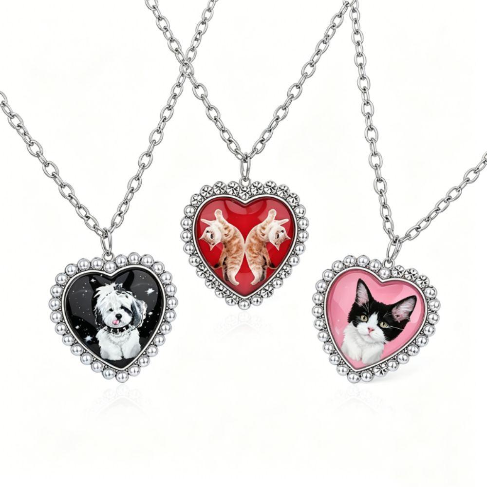 Kitten Puppy Sweater Chain Unique Style Heart  Necklace Cat Dog Necklace  Women Girls