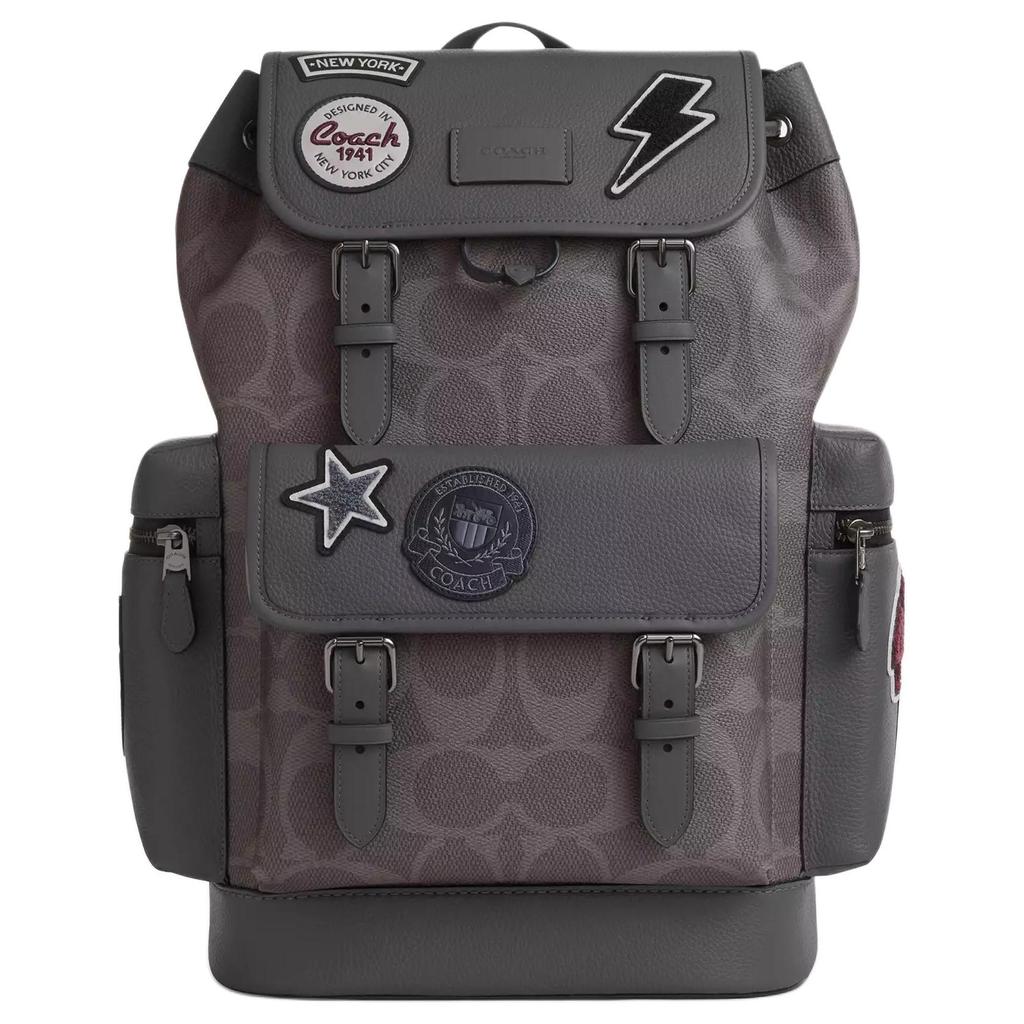Coach Sprint 29 Monogram Patchwork Leather And Fabric Backpack Large Men Backpack Gray Copper CCG03-QBGRM