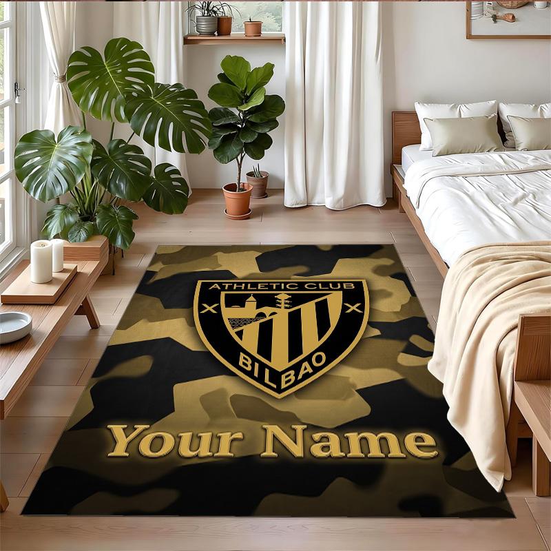 Crystal Velvet Rug Custom Name Text, Soft Non Slip Floor Mat Home DecorAthletic Bilbao FC
