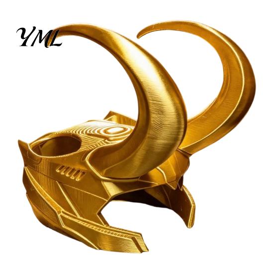 Pet Costume Accessories Cat Horn Crown Helmet, Golden Headpiece, with Ear Holes, Halloween Headgear Funny Cosplay Helmet for Theme Parties Photo Props