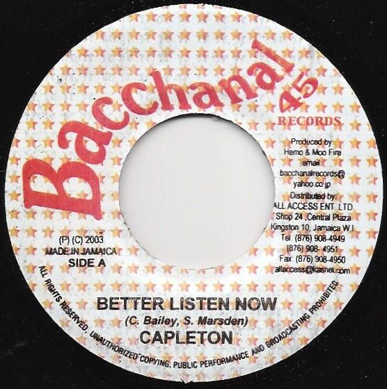 

7inch Record CAPLETON / L.A. LEWIS - Better Listen Now / I Will Survive NONE Bacchanal 45 Re 2003 Jamaica Reggae, Ska & Dub Used