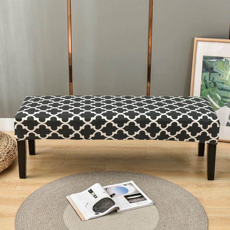 1PC Long Stool Cover Non-slip Long Bench Cover Dustproof Bench Protector Slipcover Floral Printed Full Wrap Stretch Slipcover