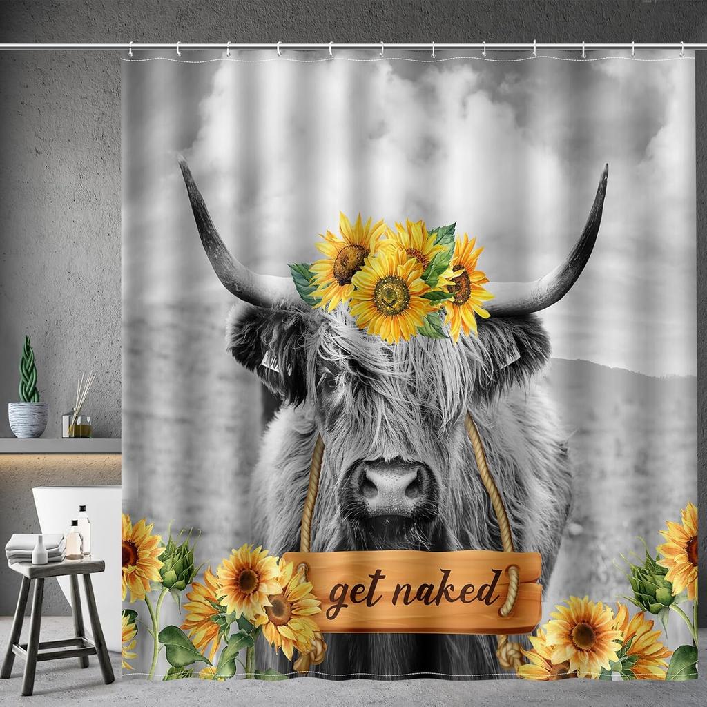 Funny Cat Shower Curtains Cute Cat Riding Whale Shark Fantasy Jellyfish Fun Shower Curtain Set with Kids Bathroom