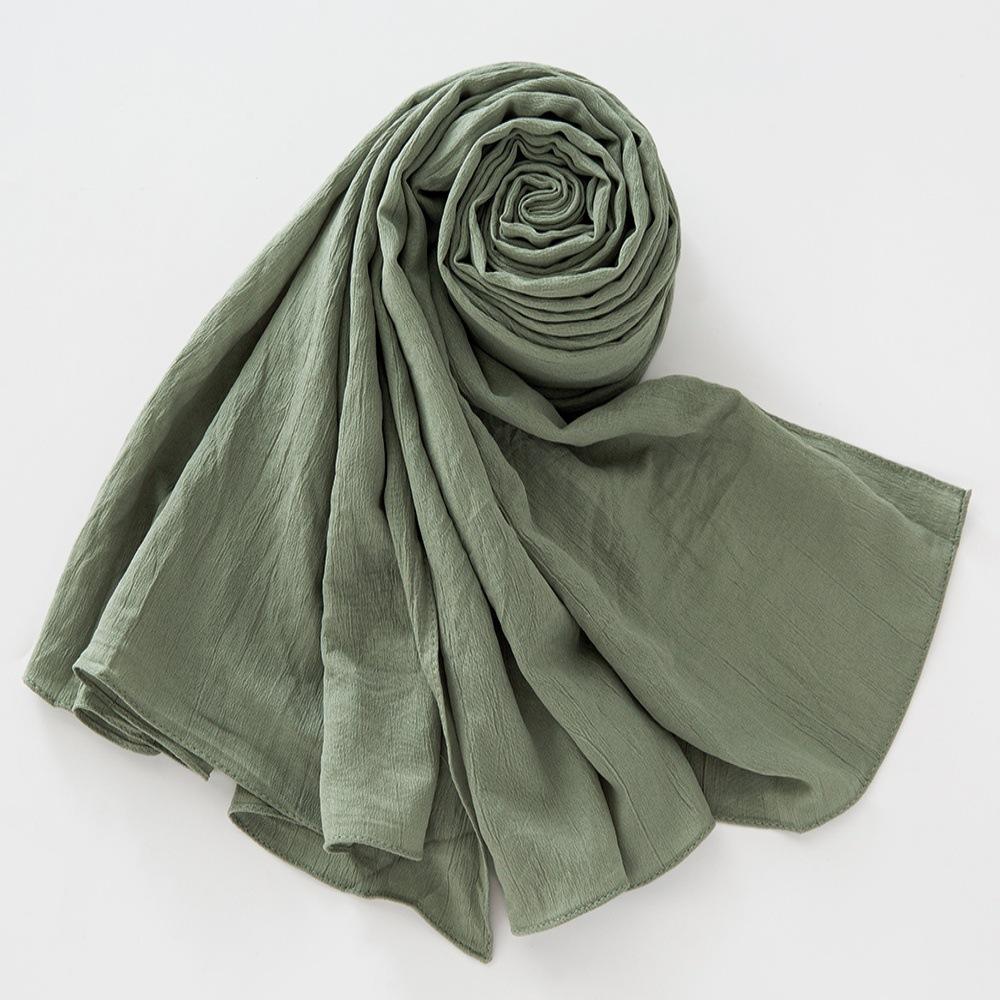New Breathable Crumpled Scarf For Women Girls Solid Scarves Soft Cotton Wrinkle Pashmina Shawl Foulard Winter Warm Wrap Shawls