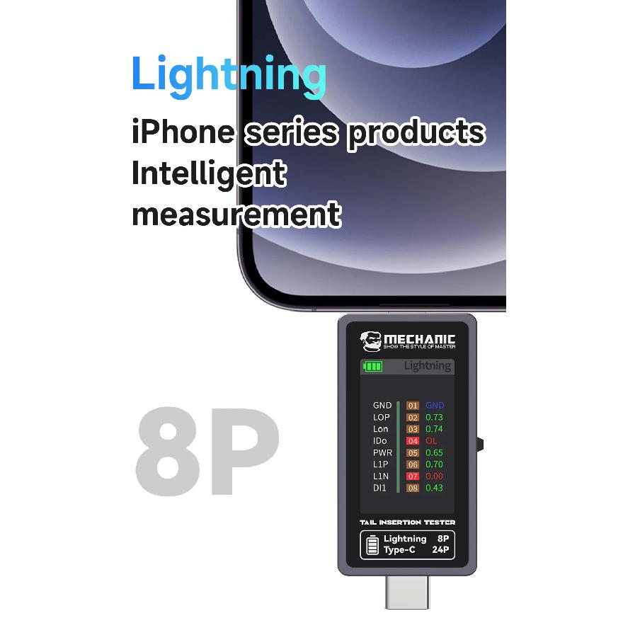 Mechanic T-824 No Disassembly Required Mobile Phone Tail Insertion Detector Digital Display Current Power Check Independent Pin