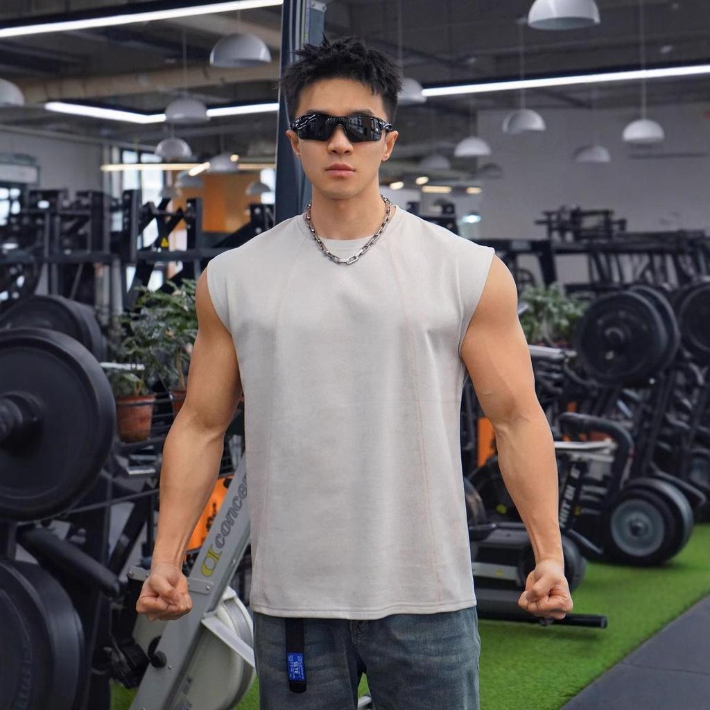 Ανδρικό Βαμβακερό Αμάνικο Tank Top American Fitness Brothers με Φαρδιούς Ώμους για Καλοκαιρινό Τρέξιμο και Αθλητισμό