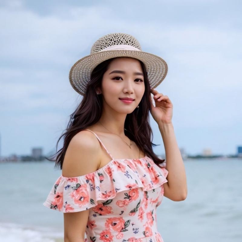Woven Straw Hat Beach Sun Hat Hollows Out Sunhat Stylish Wide Border Hat for Casual Outings