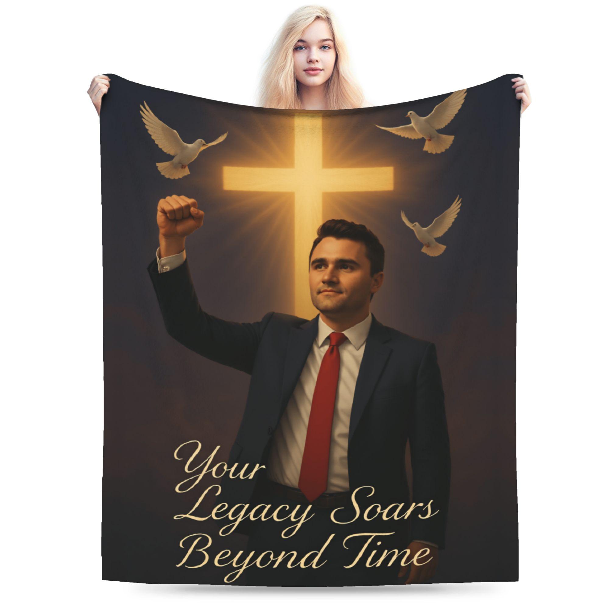 Charlie Kirk Angelic Advocate Soft Blanket  Girls Boys Plush Throw Blanket Aesthetic Outdoor Flannel Bedspread Sofa Bed Cover 30x40in