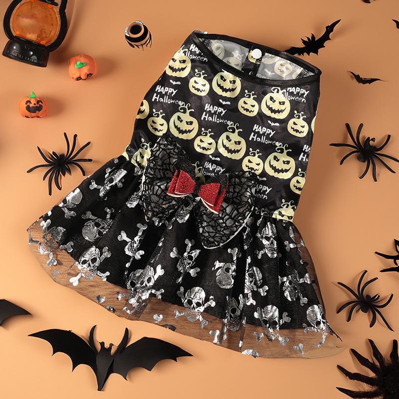 Halloween Dog Costume Funny Dog Dress Pumpkin Pattern Pet Lace Skirt Chihuahua Pug Bichon Puppy Festival Supplies Dog Clothes