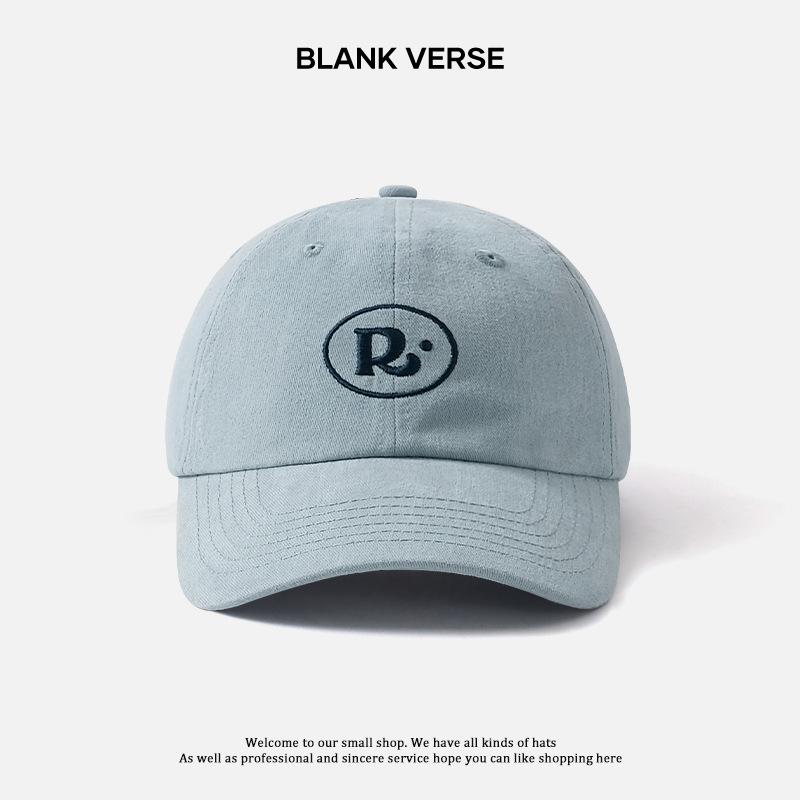 

yuyu_ versatile casual duck tongue baseball cap couple spring and summer face small niche R letter embroidery Adjustable светло-синий