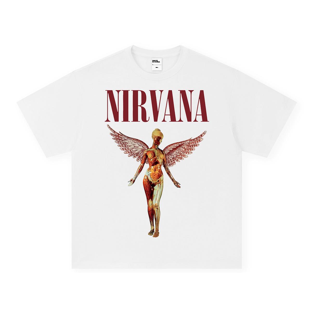 Винтажная американская ретро мужская футболка NIRVANA с коротким рукавом, тяжелая, стираная L