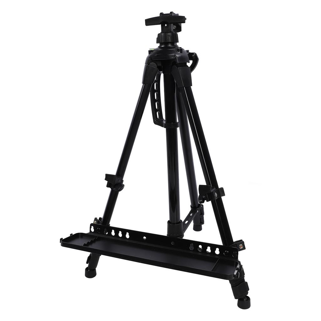 Art Painting Stand Black Angle Height Adjustable Foldable Metal Easel Tripod with Tray for Drawing
