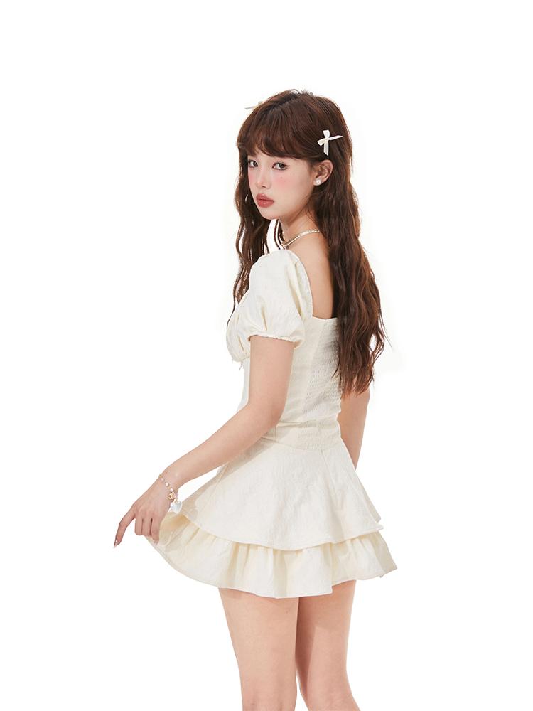 Y2k Kawaii roztomilé obvazové mini šaty sladké dívky japonské Harajuku dort párty krátké lolita šaty módní