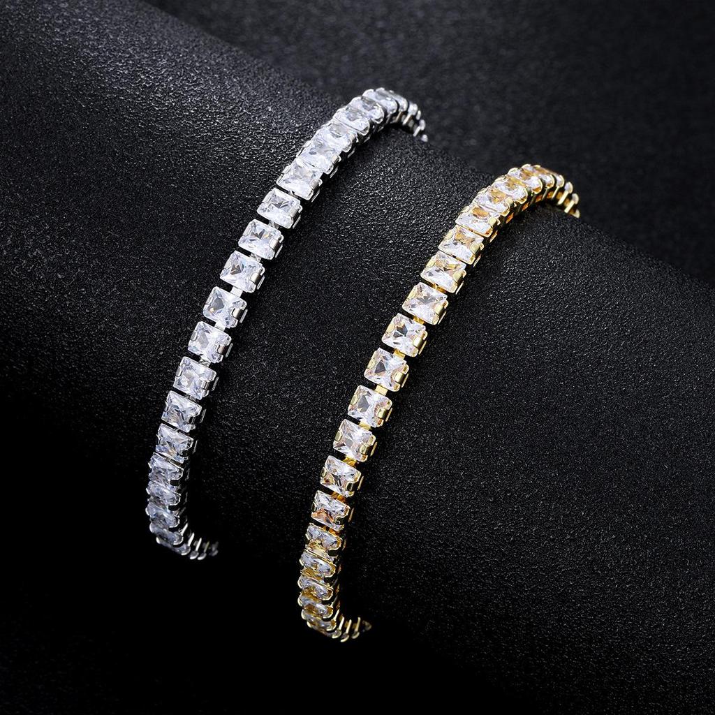 Copper Micro-Inlaid Zircon Square Tennis Bracelet - High-End Fashion Jewelry