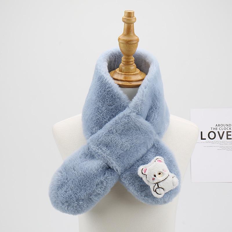 2025 Autumn/Winter Plush Faux Rabbit Fur Children's Parent-Child Cartoon Scarf - Korean Style Baby Neck Warmer
