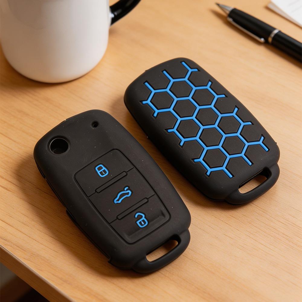 Key Fob Cover for VW Polo Golf Passat Tiguan Octavia MK7 MK4 B5 B6 B7 Anti-Scratch Guard Shockproof Protection Soft Grip Texture Dust Resistant Cover