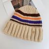 Trendy Striped Knitted Hat Breathable Winter Pullover Hat Casual Wool Hat  Spring and Summer