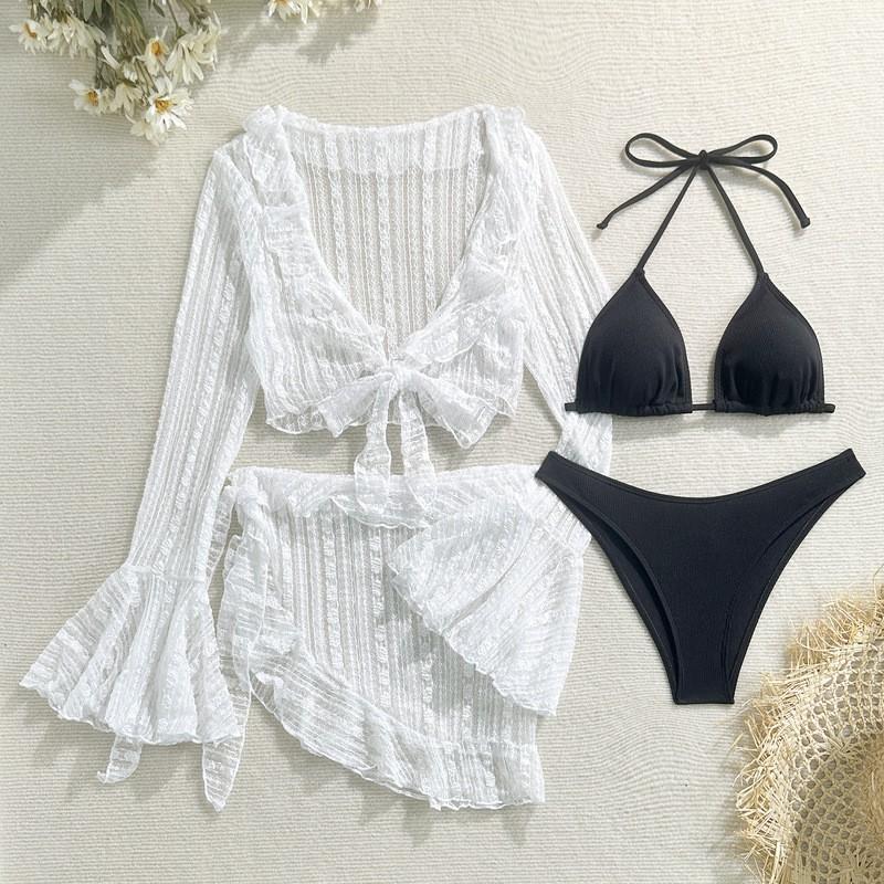 Sexy Lace Mesh Swimsuit Set Bikini Women Swimming Beach Vacation Pool Wear