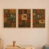 Livin'luxe Set of 3 Rajasthani Elephant Patchwork Wall Paintings for Living Room Bedroom Home Decor with Premium Wooden Color Synthetic Frame