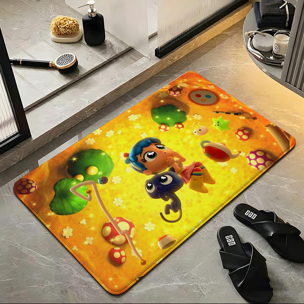 Cartoon T-True Floor Mat Soft Flannel Floor Mat Suitable for Entryways, Living Rooms, Bedrooms, and Bathrooms