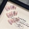 Summer Night Dream: Handcrafted Gel Blush Cat Eye Nails with 3D Butterfly & Ice Crystal Design, Detachable